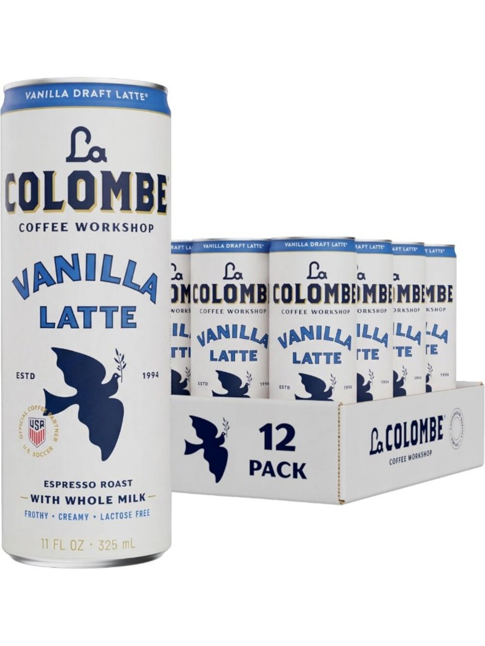 Vanilla Draft Latte Cans - Ready-to-Drink Cold Brew Coffee, 11 fl oz, Pack of 12